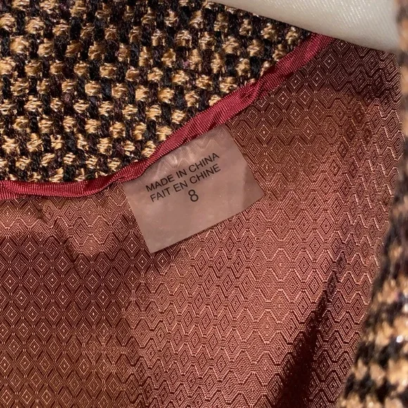 TanJay Gold-Brown Tweed Blazer with Twist Lock Buttons Size 8 - Picture 7 of 14